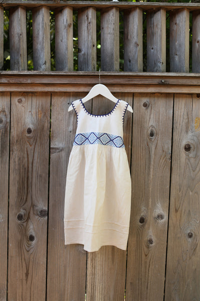 STITCHED EMBROIDERED TANK DRESS BLUE AGE 4-7